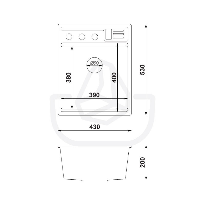 Rubin 45 Clean Zone Two Levels - Chiuvetă multifuncțional cu spațiu pentru accesorii granit cu o singură cuvă fără scurgător