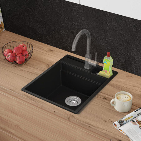 Rubin 45 Clean Zone Two Levels - Chiuvetă multifuncțional cu spațiu pentru accesorii granit cu o singură cuvă fără scurgător