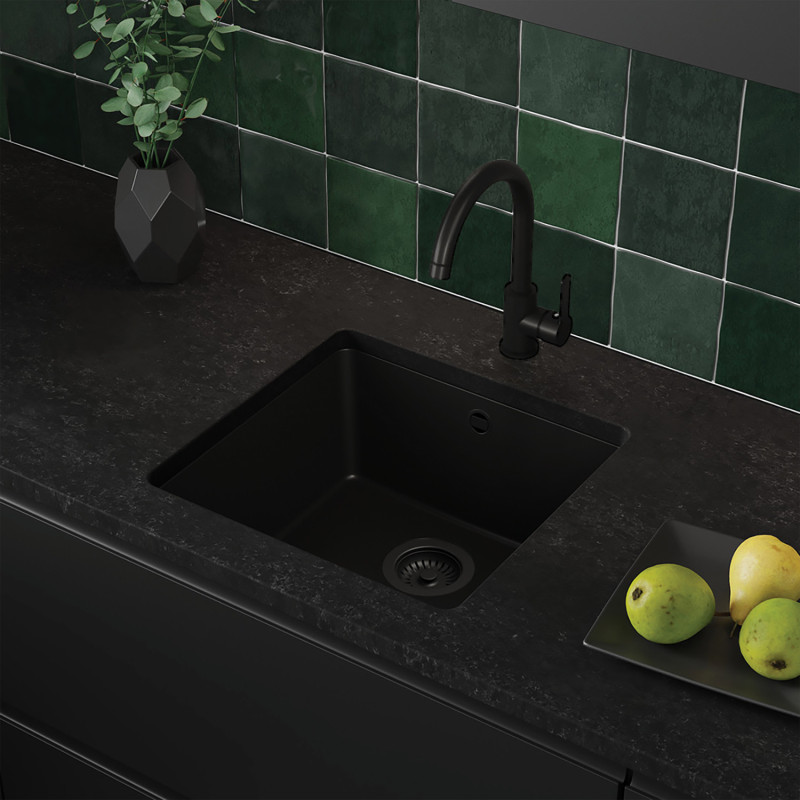 Einbecken Granit-Unterbauspüle ohne Abtropffläche Garnet 50 Simple