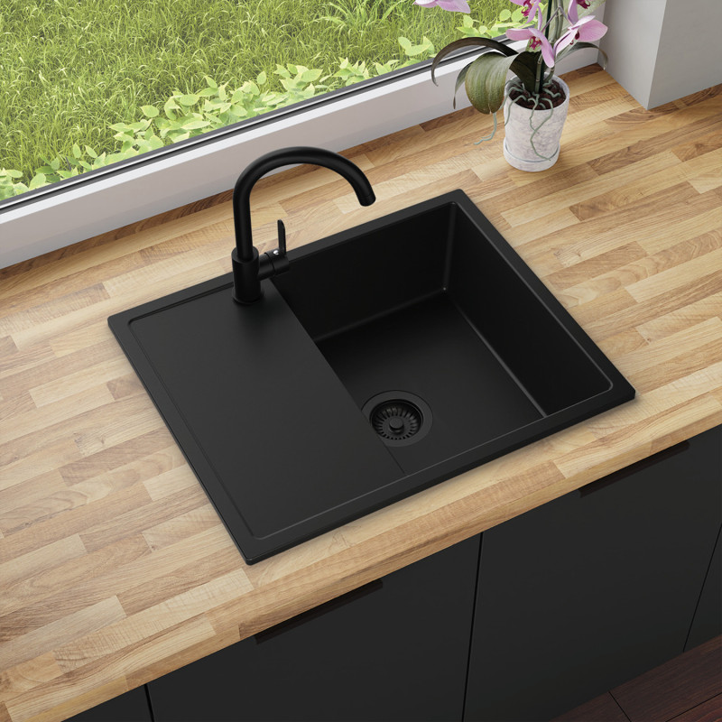 Topaz 620-45 - Chiuvetă granit cu o singură cuvă cu scurgător