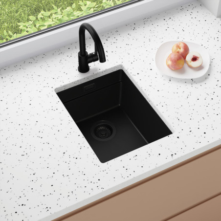 Multifunktional Einbecken Granit-Unterbauspüle ohne Abtropffläche Coral 40 Low Level