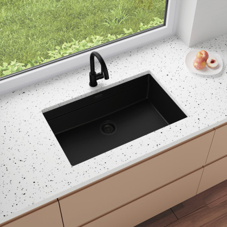 Multifunktional Einbecken Granit-Unterbauspüle ohne Abtropffläche Coral 80 Low Level