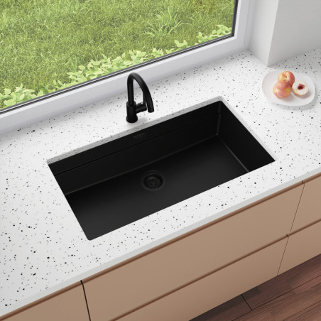 Multifunktional Einbecken Granit-Unterbauspüle ohne Abtropffläche Coral 90 Low Level