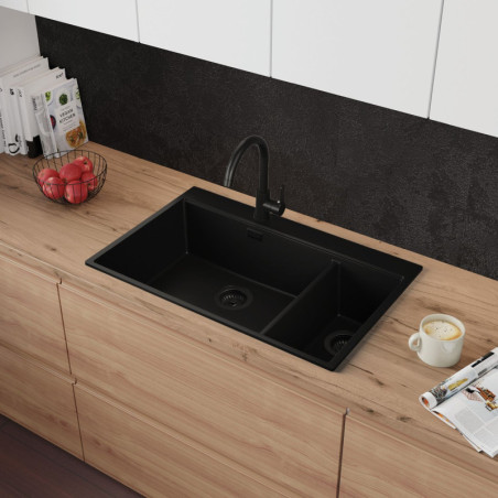Multifunktional Eineinhalbbecken Granitspüle ohne Abtropffläche Rubin 80 Dual High Level