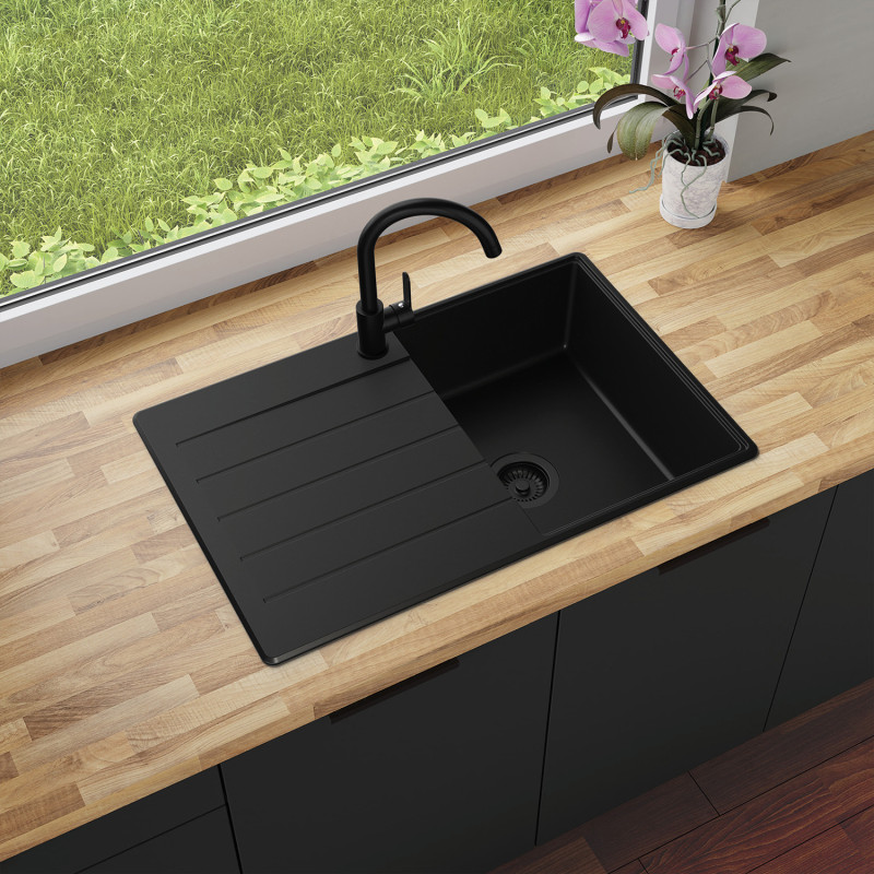 Multifunktional Einbecken Granitspüle mit Abtropffläche Ametyst 780-45 High Level
