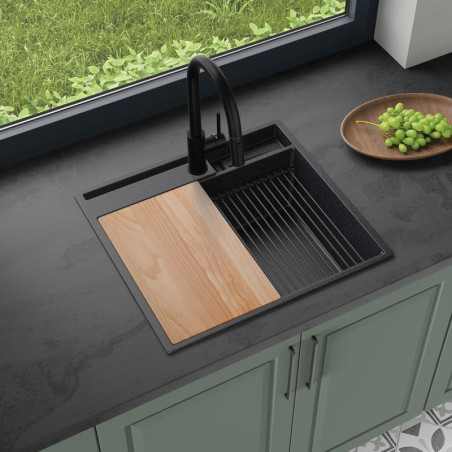 Multifunktional Einbecken Granitspüle ohne Abtropffläche Rubin 60 Clean Zone Two Levels - mit Platz für Zubehör