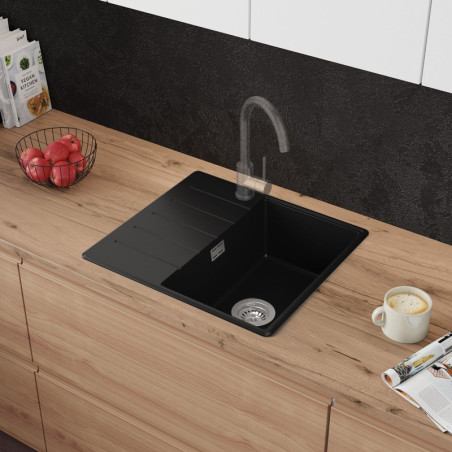 Einbecken Granitspüle mit Abtropffläche Ametyst 550-40 High Level