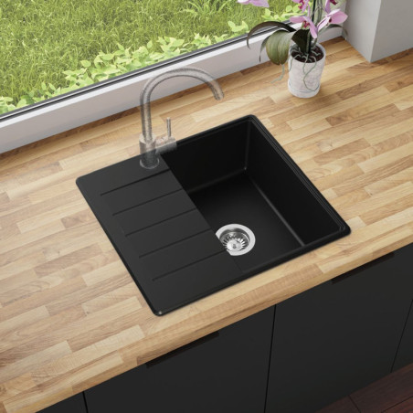 Einbecken Granitspüle mit Abtropffläche Ametyst 550-40 High Level