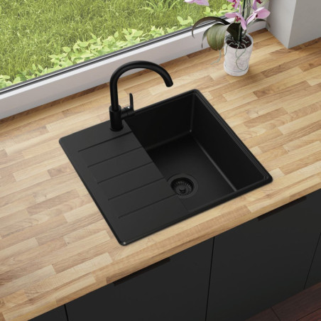 Einbecken Granitspüle mit Abtropffläche Ametyst 550-40 High Level