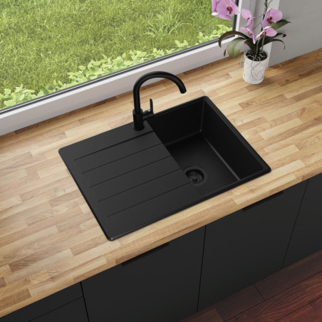 Einbecken Granitspüle mit Abtropffläche Ametyst 700-40 High Level