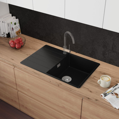 Einbecken Granitspüle mit Abtropffläche Ametyst 780-50 High Level