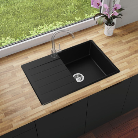 Einbecken Granitspüle mit Abtropffläche Ametyst 780-50 High Level