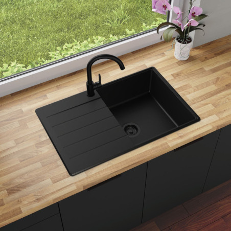 Einbecken Granitspüle mit Abtropffläche Ametyst 780-50 High Level
