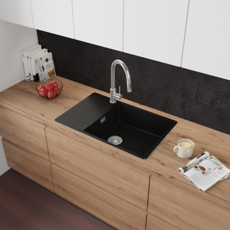 Einbecken Granitspüle mit Abtropffläche Ametyst 780-60 High Level