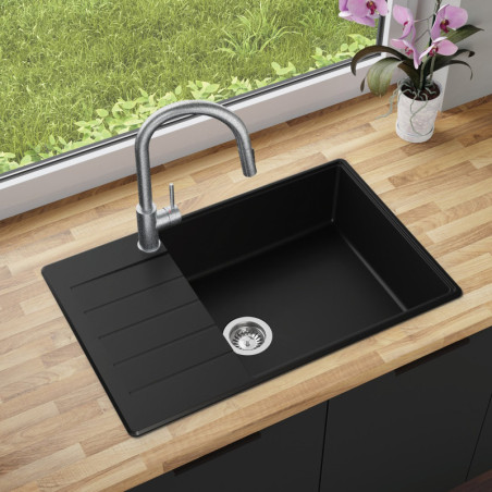 Einbecken Granitspüle mit Abtropffläche Ametyst 780-60 High Level