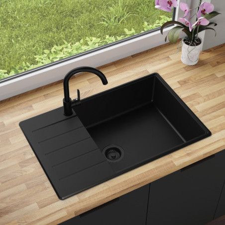 Einbecken Granitspüle mit Abtropffläche Ametyst 780-60 High Level
