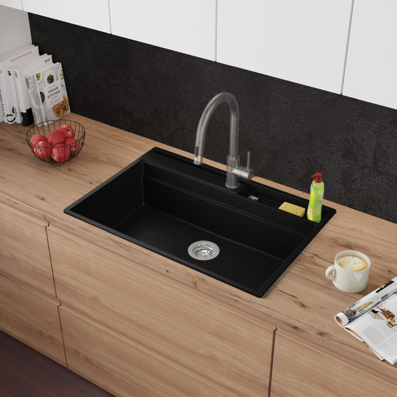 Rubin 80 Clean Zone Two Levels - Chiuvetă multifuncțional cu spațiu pentru accesorii granit  cu o singură cuvă fără scurgător
