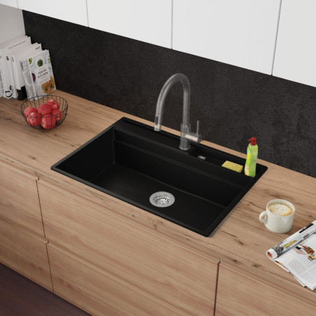 Rubin 80 Clean Zone Two Levels - Chiuvetă multifuncțional cu spațiu pentru accesorii granit  cu o singură cuvă fără scurgător