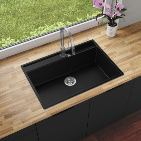 Rubin 80 Clean Zone Two Levels - Chiuvetă multifuncțional cu spațiu pentru accesorii granit  cu o singură cuvă fără scurgător
