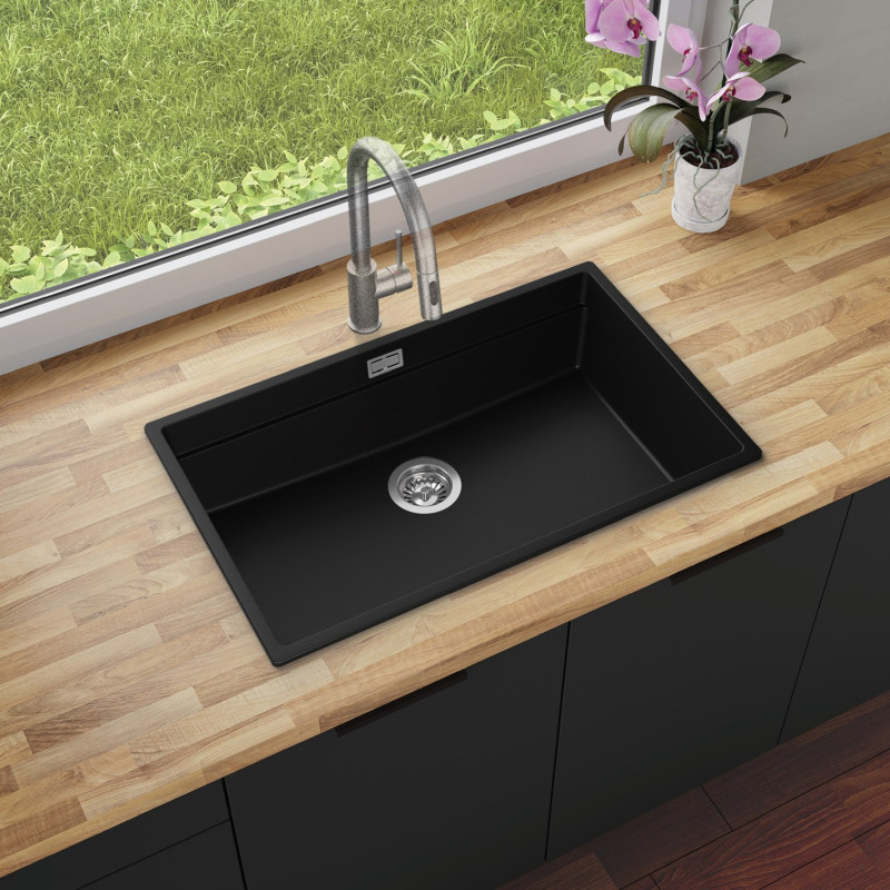 Coral 80 Low Level Thin - Chiuvetă multifuncționalăgranit  cu o singură cuvă fără scurgător