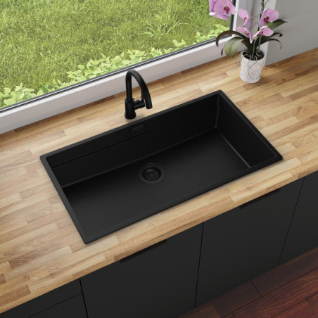 Multifunktional Einbecken Granitspüle ohne Abtropffläche Coral 90 Low Level Thin