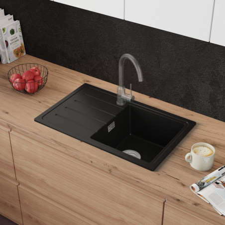 Einbecken Granitspüle mit Abtropffläche Ametyst 700-45 Simple