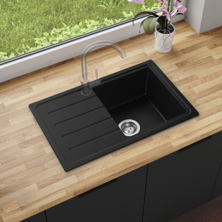Einbecken Granitspüle mit Abtropffläche Ametyst 700-45 Simple