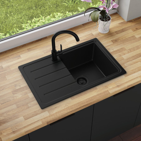 Einbecken Granitspüle mit Abtropffläche Ametyst 700-45 Simple