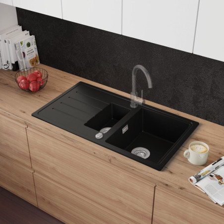 Eineinhalbbecken Granitspüle mit Abtropffläche Ametyst 900-60 Dual