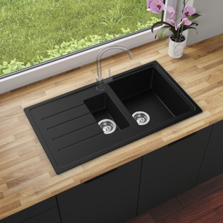 Eineinhalbbecken Granitspüle mit Abtropffläche Ametyst 900-60 Dual
