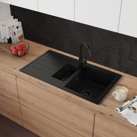 Eineinhalbbecken Granitspüle mit Abtropffläche Ametyst 900-60 Dual