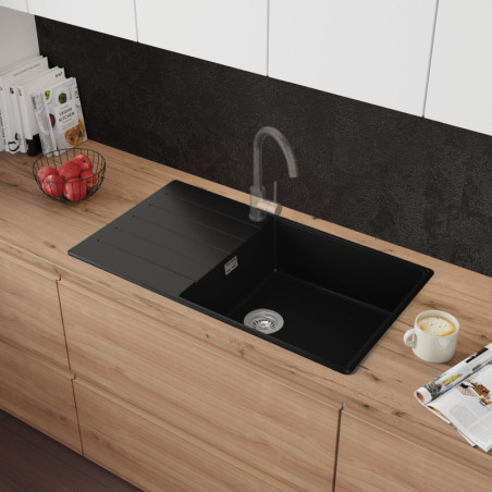Einbecken Granitspüle mit Abtropffläche Ametyst 900-60 High Level