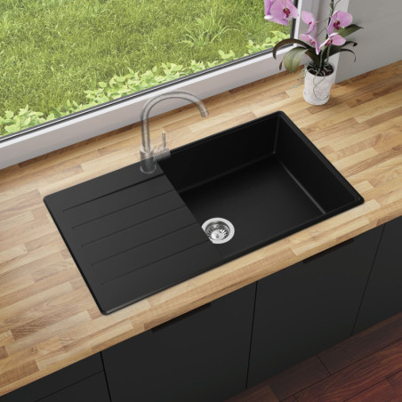 Einbecken Granitspüle mit Abtropffläche Ametyst 900-60 High Level
