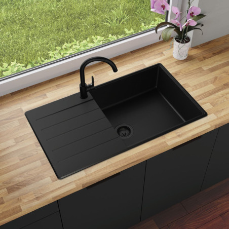 Einbecken Granitspüle mit Abtropffläche Ametyst 900-60 High Level