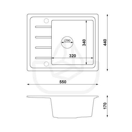Ametyst 550-45 Simple - Chiuvetă granit  cu o singură cuvă cu scurgător