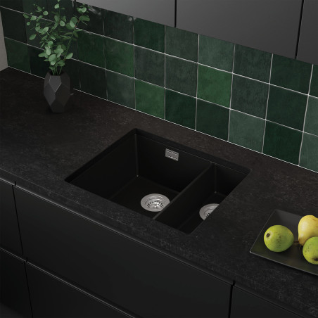 Eineinhalbbecken Granit-Unterbauspüle ohne Abtropffläche Agate 60 Dual