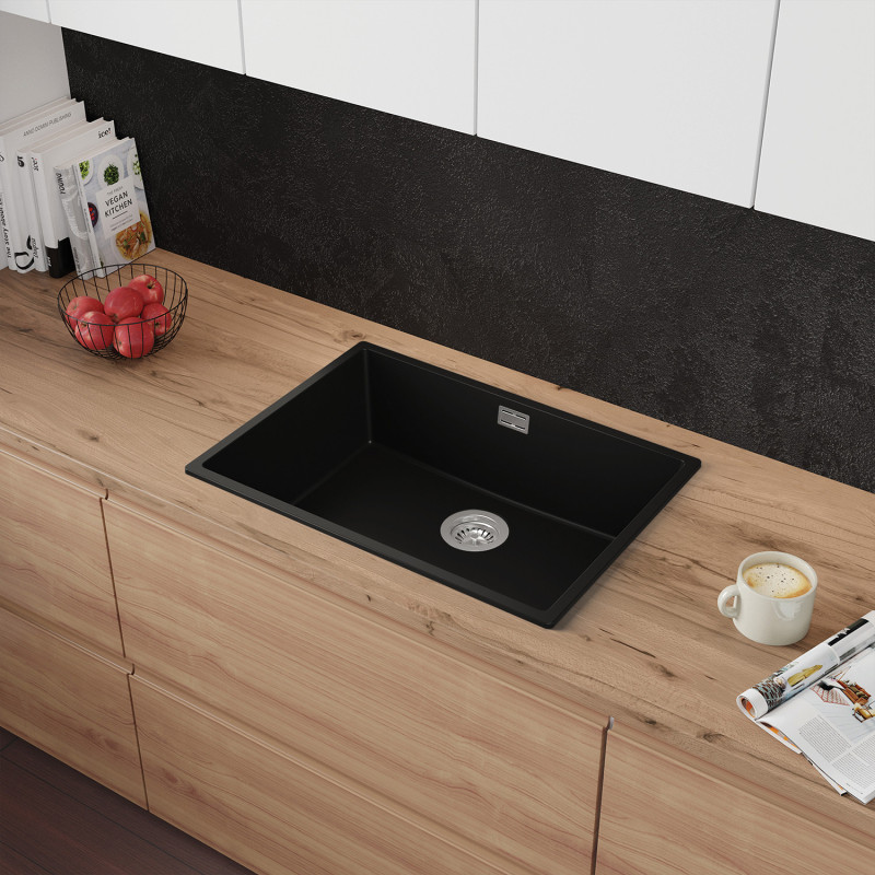 Agate 70 Thin - Chiuvetă granit  cu o singură cuvă fără scurgător