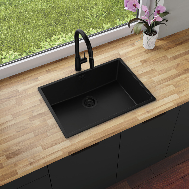 Agate 70 Thin - Chiuvetă granit cu o singură cuvă fără scurgător