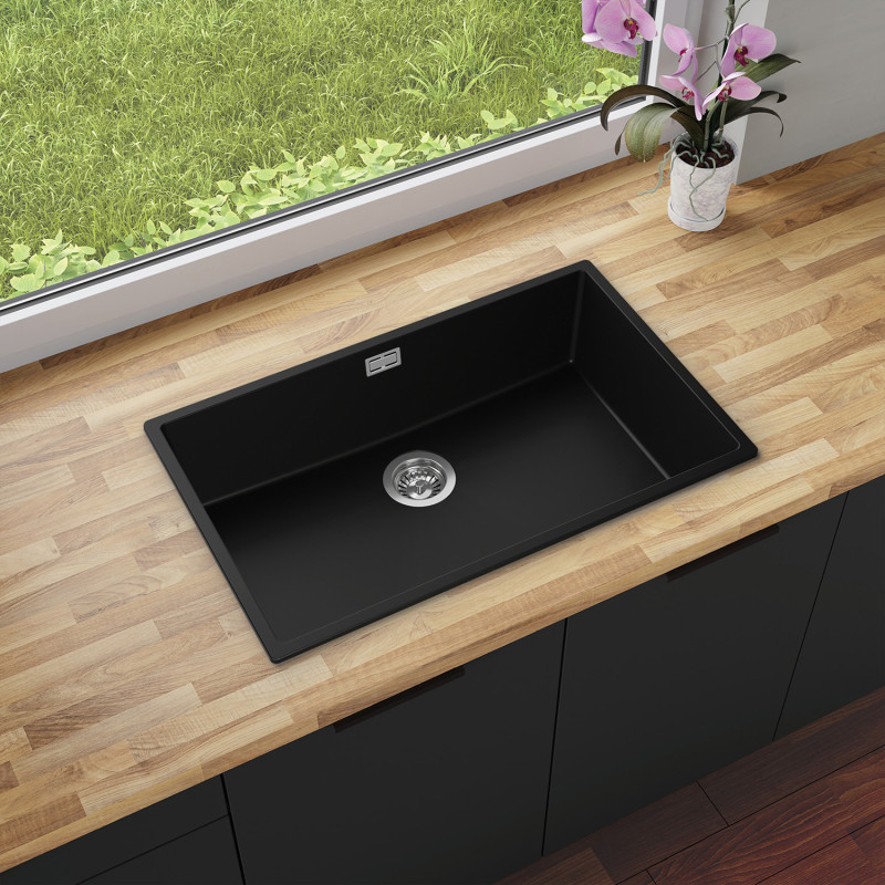 Agate 80 Thin - Chiuvetă granit  cu o singură cuvă fără scurgător