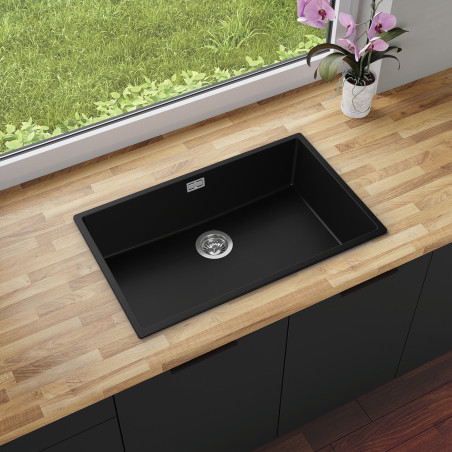 Agate 80 Thin - Chiuvetă granit  cu o singură cuvă fără scurgător