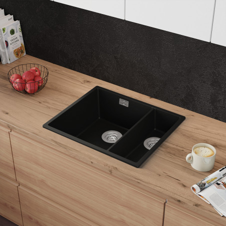 Eineinhalbbecken Granitspüle ohne Abtropffläche Agate 60 Dual Thin