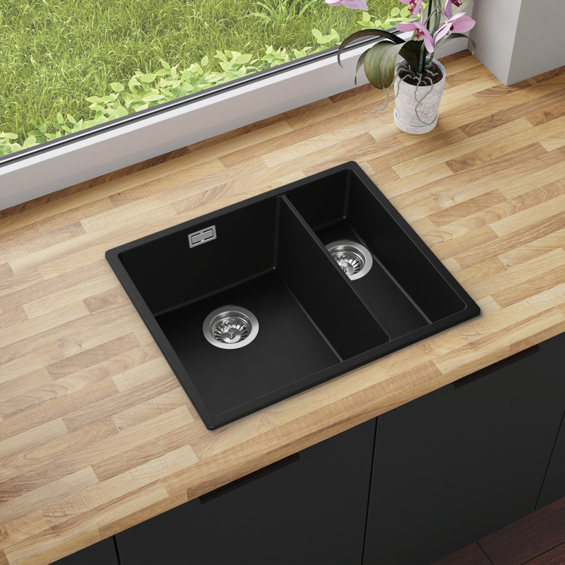 Agate 60 Dual Thin - Chiuvetă granit  cu o cuvă si jumătate fără scurgător
