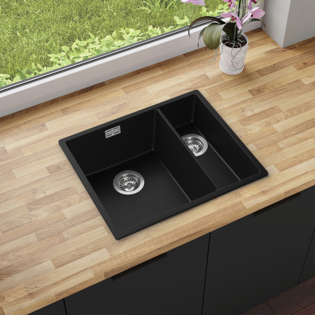 Eineinhalbbecken Granitspüle ohne Abtropffläche Agate 60 Dual Thin