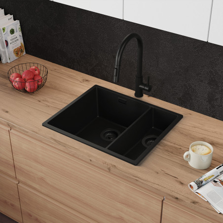 Eineinhalbbecken Granitspüle ohne Abtropffläche Agate 60 Dual Thin
