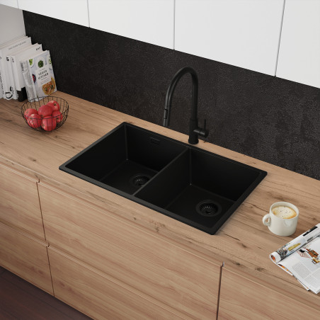 Zweibecken Granitspüle ohne Abtropffläche Agate 80 Clone Thin
