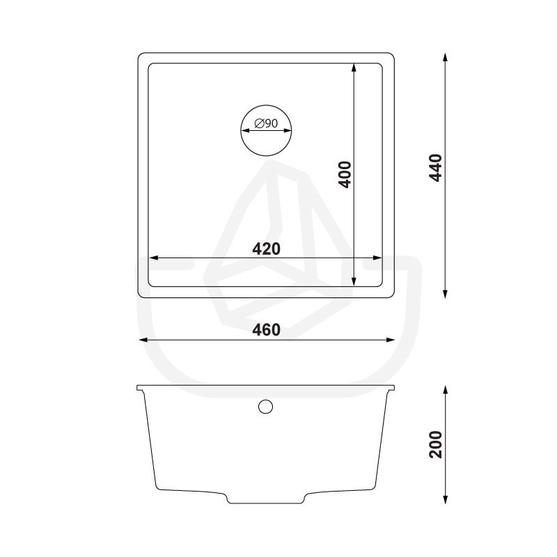 Garnet 50 Simple - Chiuvetă cu o singură cuvăgranit  sub blat  cu o singură cuvă