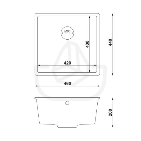 Garnet 50 Simple - Chiuvetă cu o singură cuvăgranit  sub blat  cu o singură cuvă