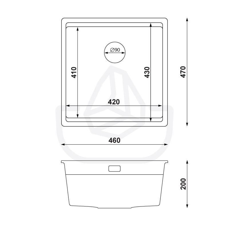 Coral 50 Low Level Thin - Chiuvetă multifuncționalăgranit  cu o singură cuvă fără scurgător