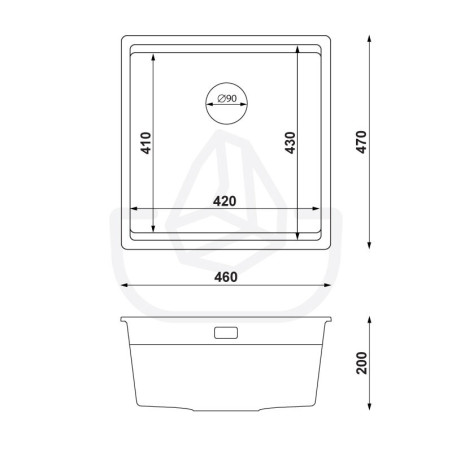 Coral 50 Low Level Thin - Chiuvetă multifuncționalăgranit  cu o singură cuvă fără scurgător