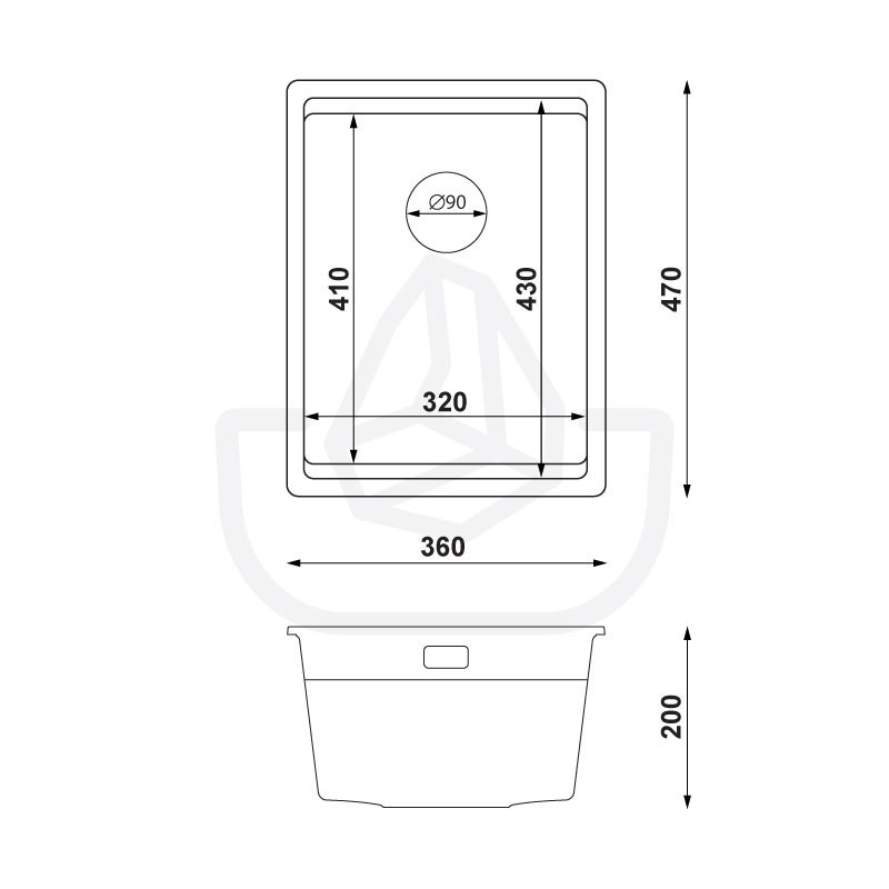 Coral 40 Low Level Thin - Chiuvetă multifuncționalăgranit  cu o singură cuvă fără scurgător
